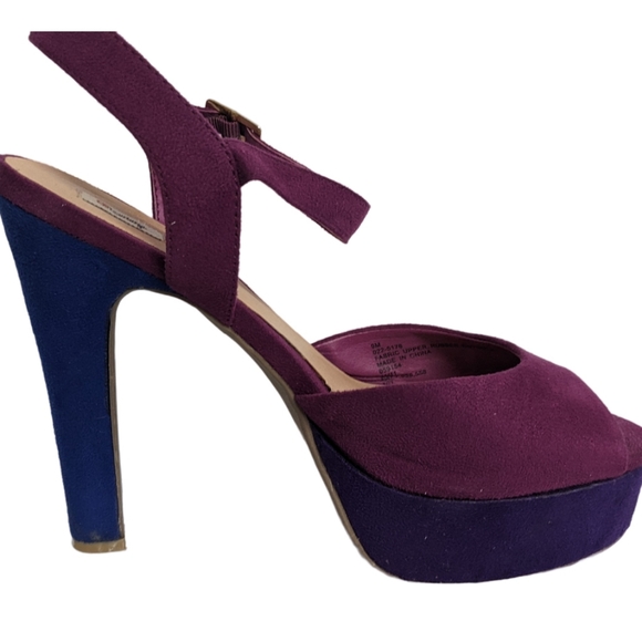 Olsenboye Peep toe Ankle Strap Purple and Blue Stiletto Sandals 8.5 - Picture 2 of 13
